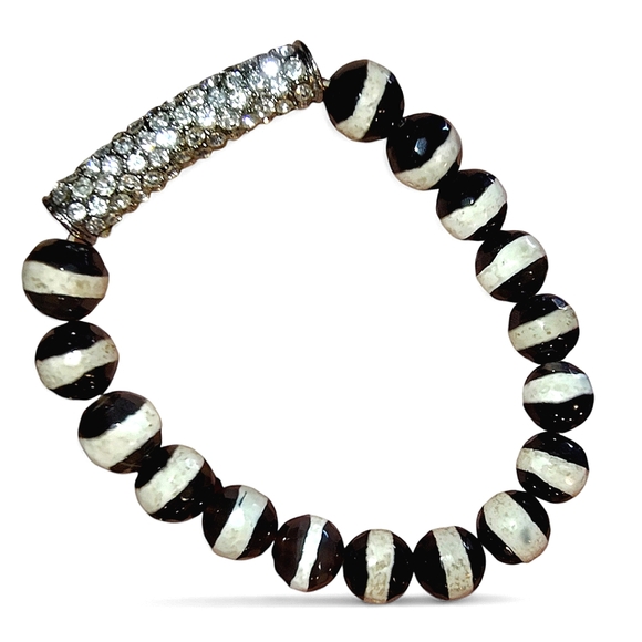 Tibetan Black & White Zebra Agate Stones - Set Of 4 Bracelets - Picture 8 of 12